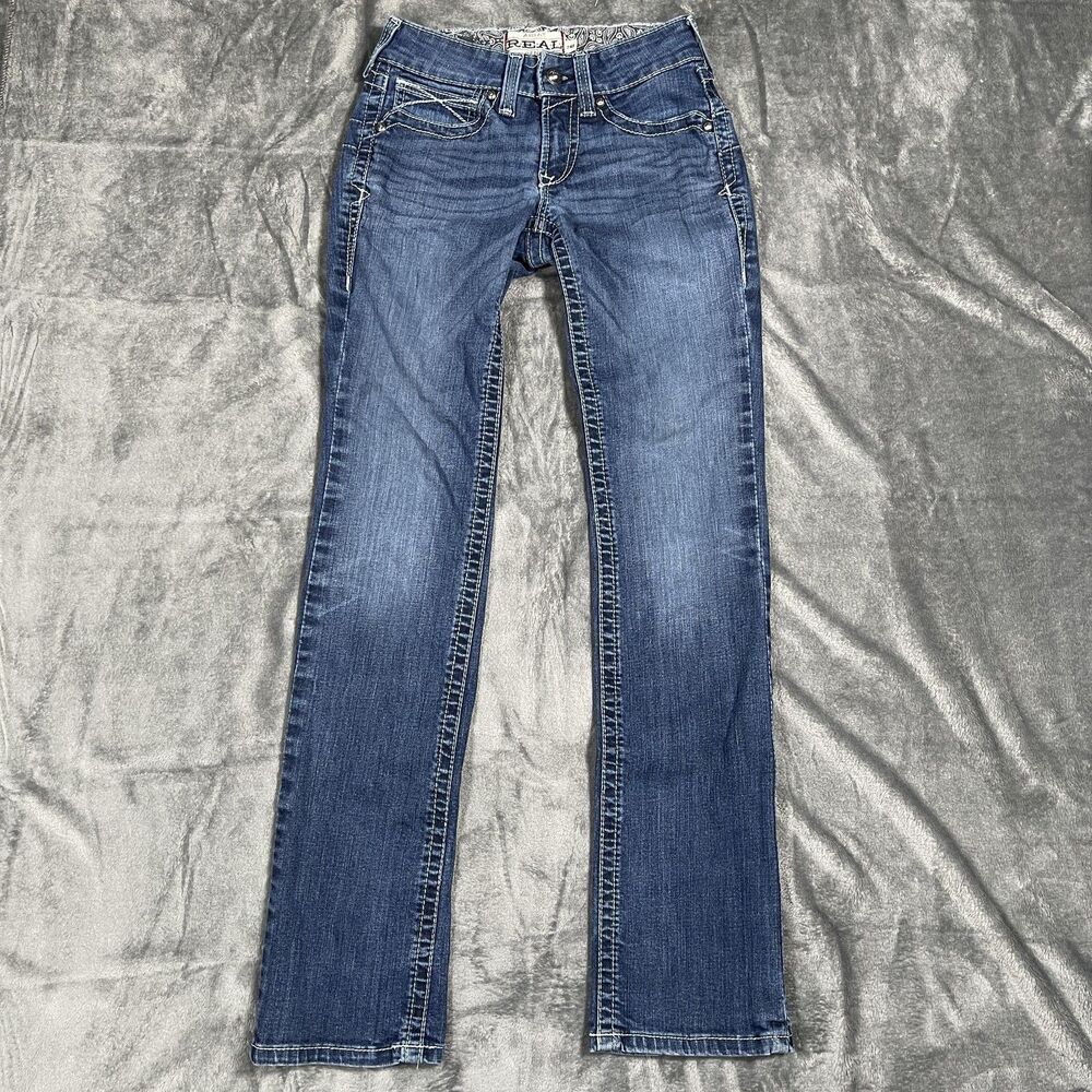 Ariat Jeans Womens 26L Blue Medium Wash Bootcut Embroidered Denim